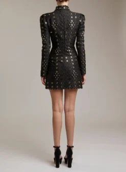 STUDDED MACRAMÉ SHORT DRESS 5 STUDDED MACRAMÉ SHORT DRESS -ELIESAAB SHOP 13400 BLACK 3 scaled