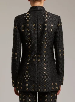 STUDDED MACRAMÉ BLAZER 5 STUDDED MACRAMÉ BLAZER -ELIESAAB SHOP 13404 BLACK 3 scaled
