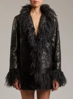 FEATHER LEATHER JACKET