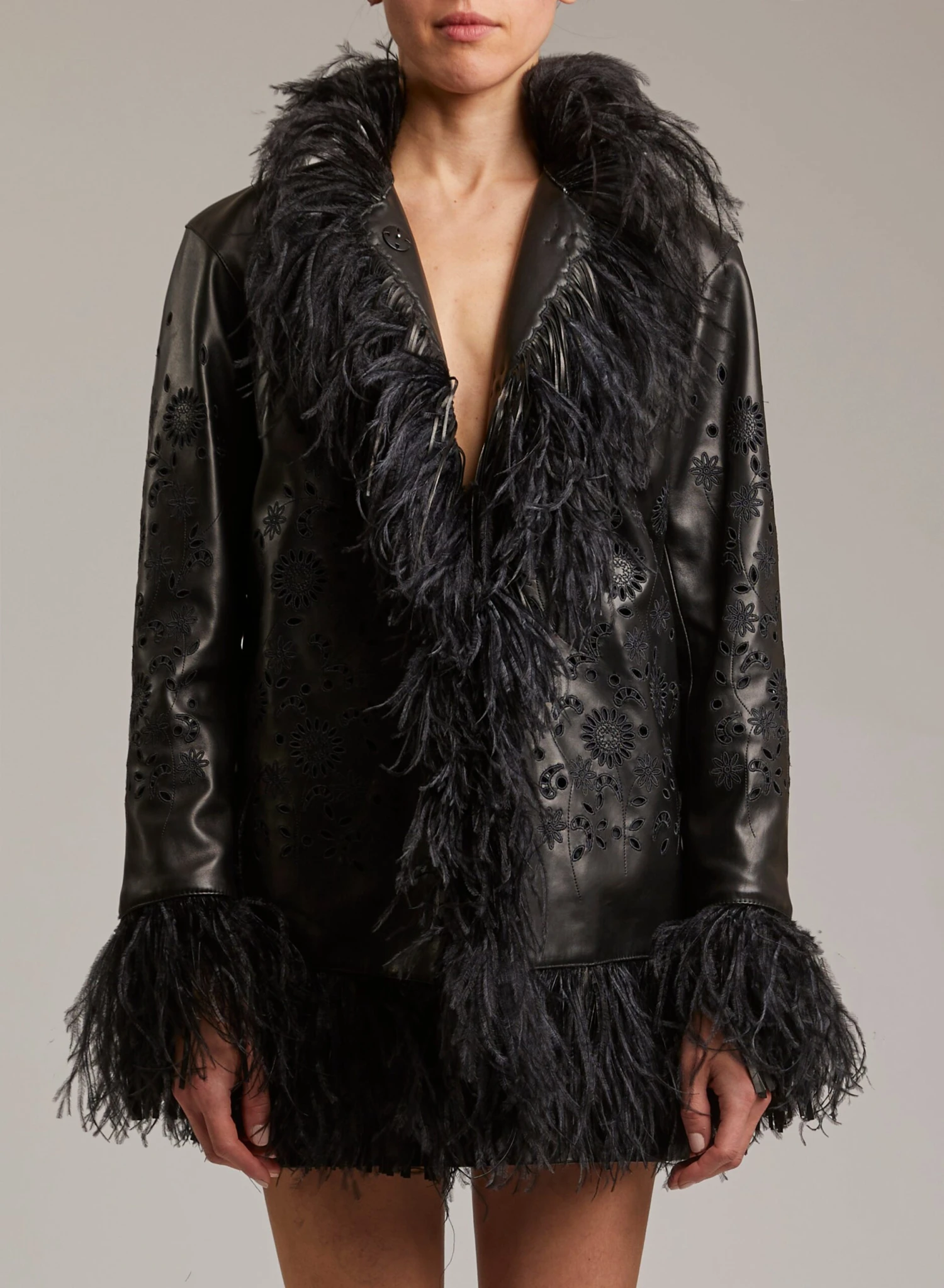 FEATHER LEATHER JACKET 1 FEATHER LEATHER JACKET