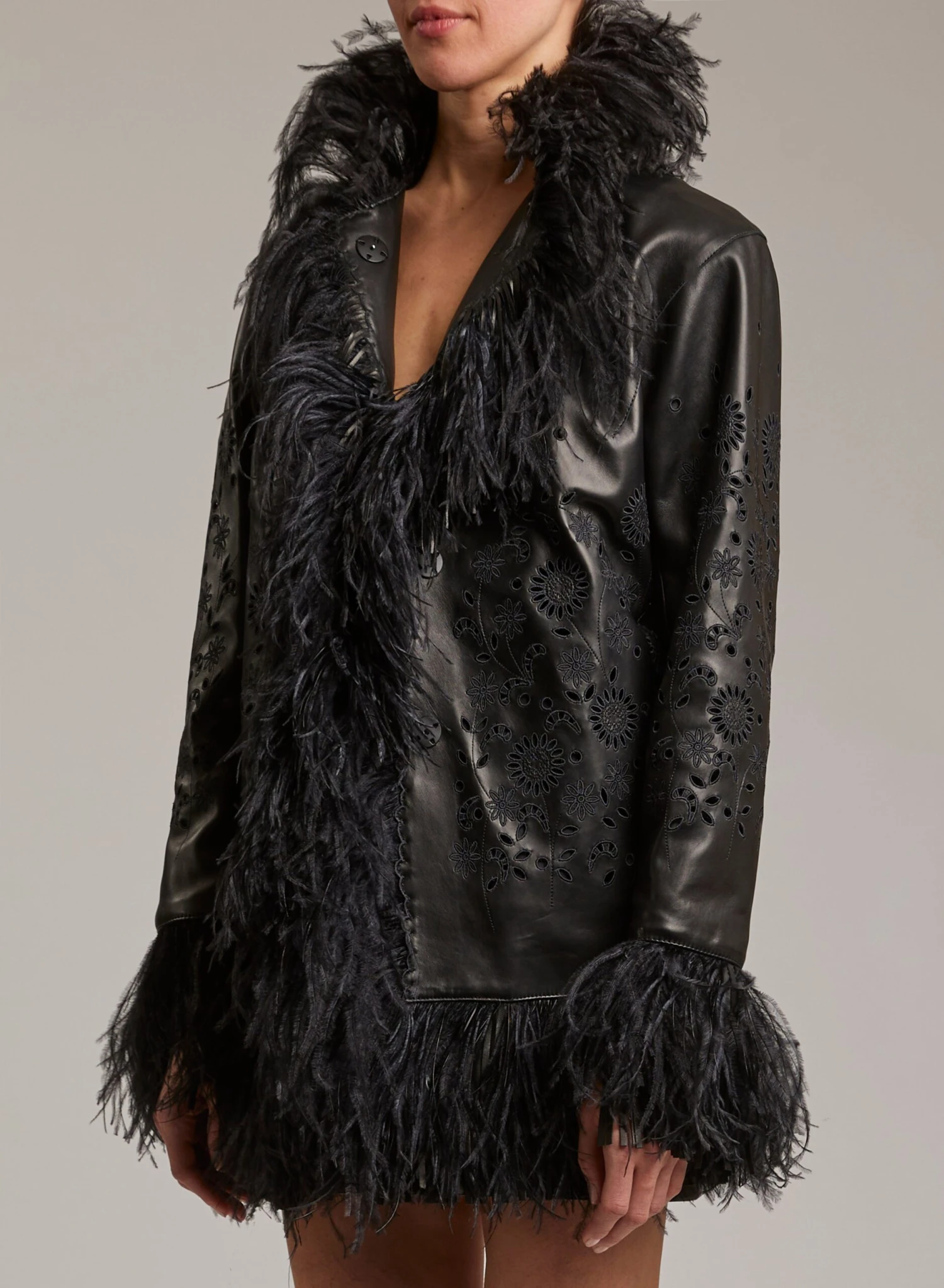 FEATHER LEATHER JACKET 2 FEATHER LEATHER JACKET - Image 2