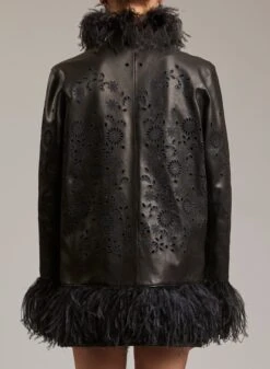 FEATHER LEATHER JACKET 5 FEATHER LEATHER JACKET -ELIESAAB SHOP 13433 BLACK 3