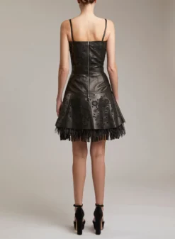 LEATHER SHORT DRESS -ELIESAAB SHOP 13434 BLACK 3 scaled