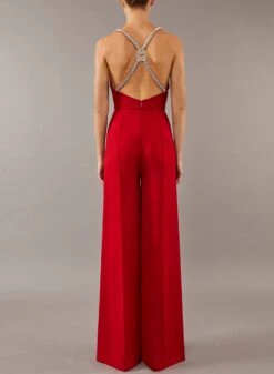Crystal Straps Jumpsuit -ELIESAAB SHOP 13623 Cardinal 3