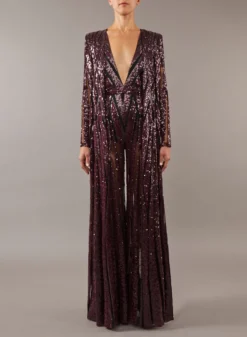 Draped Trail Embroidered Jumpsuit