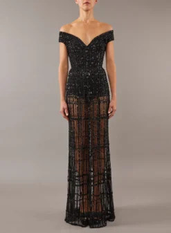 Off-The-Shoulder Beaded Gown