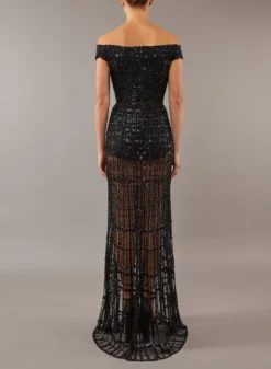 Off-The-Shoulder Beaded Gown -ELIESAAB SHOP 13815 BLACK 3 scaled