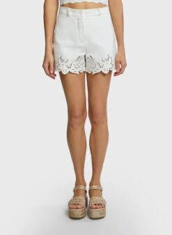 Embroidered Cotton Drill Shorts