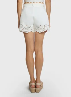 Embroidered Cotton Drill Shorts 5 Embroidered Cotton Drill Shorts -ELIESAAB SHOP 15049 Gardenia 3 scaled