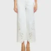 Embroidered Cropped Cotton Pants