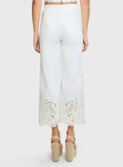 Embroidered Cropped Cotton Pants -ELIESAAB SHOP 15051 Gardenia 3