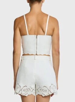 Embroidered Cotton Drill Top -ELIESAAB SHOP 15054 Gardenia 3