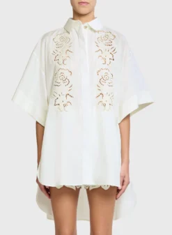 Floral Embroidered Cotton Shirt