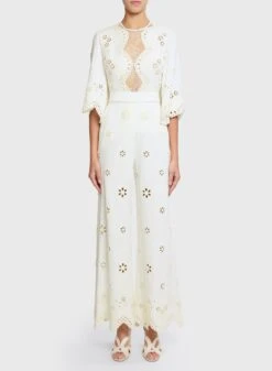 Embroidered Cady Jumpsuit