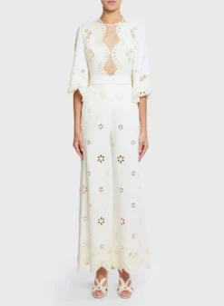 Embroidered Cady Jumpsuit