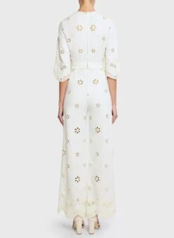 Embroidered Cady Jumpsuit -ELIESAAB SHOP 15104 Gardenia 3
