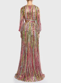 Garden Embroidered Long Dress 5 Garden Embroidered Long Dress -ELIESAAB SHOP 15209 Multicolor 3 scaled