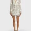 Embroidered Flared Lace Dress