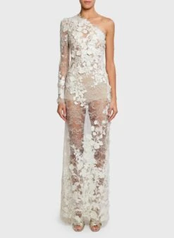 Asymmetric Embroidered Dress