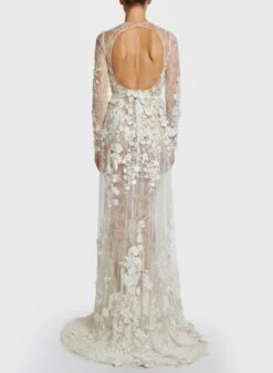 Embroidered Plunge Lace Dress 5 Embroidered Plunge Lace Dress -ELIESAAB SHOP 15223 Summer 20Love 20Moonflower 3