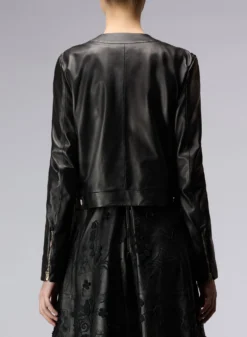 3D Embellished Leather Jacket -ELIESAAB SHOP 15353 BLACK 3 scaled