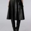 3D Embellished Leather Skirt