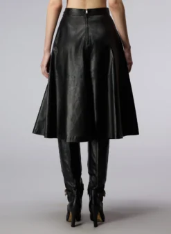 3D Embellished Leather Skirt -ELIESAAB SHOP 15354 BLACK 3 scaled