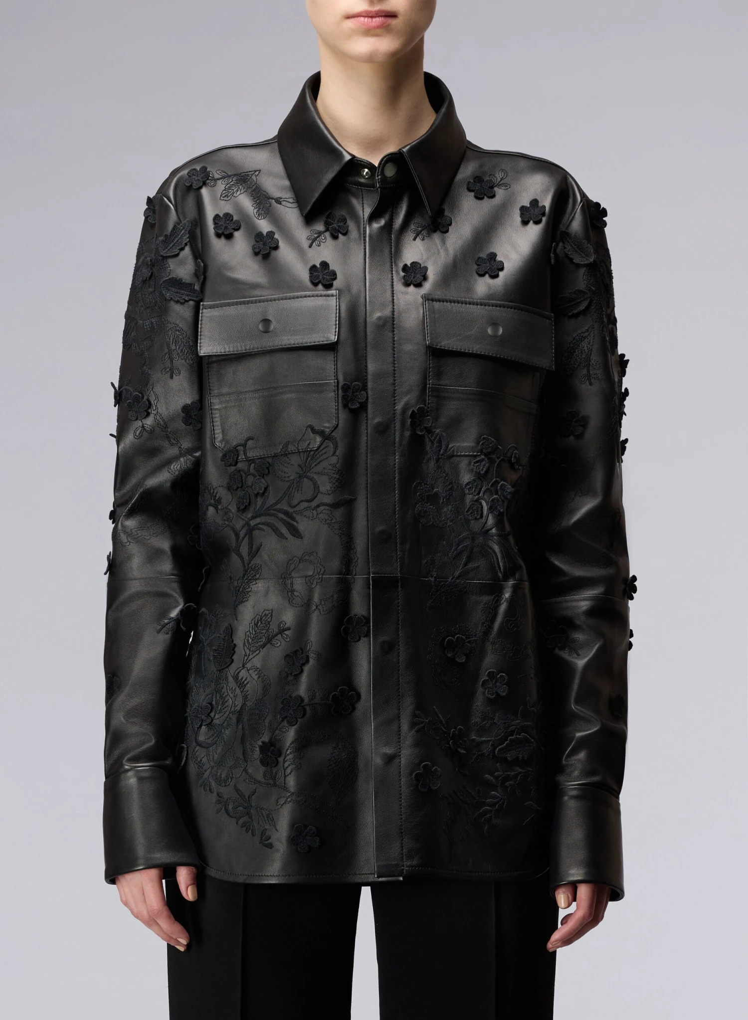 3D Embroidered Leather Jacket 1 3D Embroidered Leather Jacket