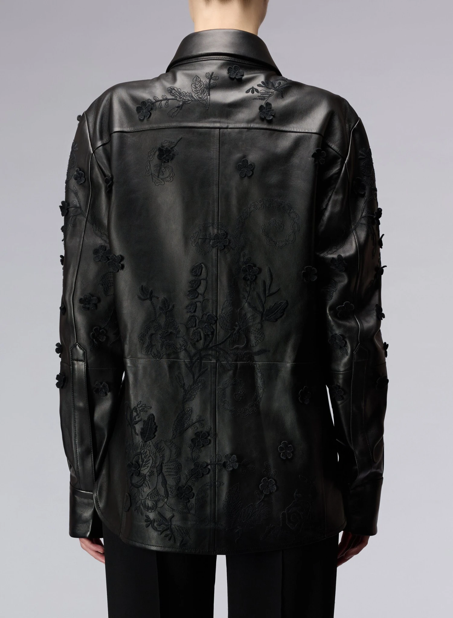 3D Embroidered Leather Jacket 3 3D Embroidered Leather Jacket - Image 3