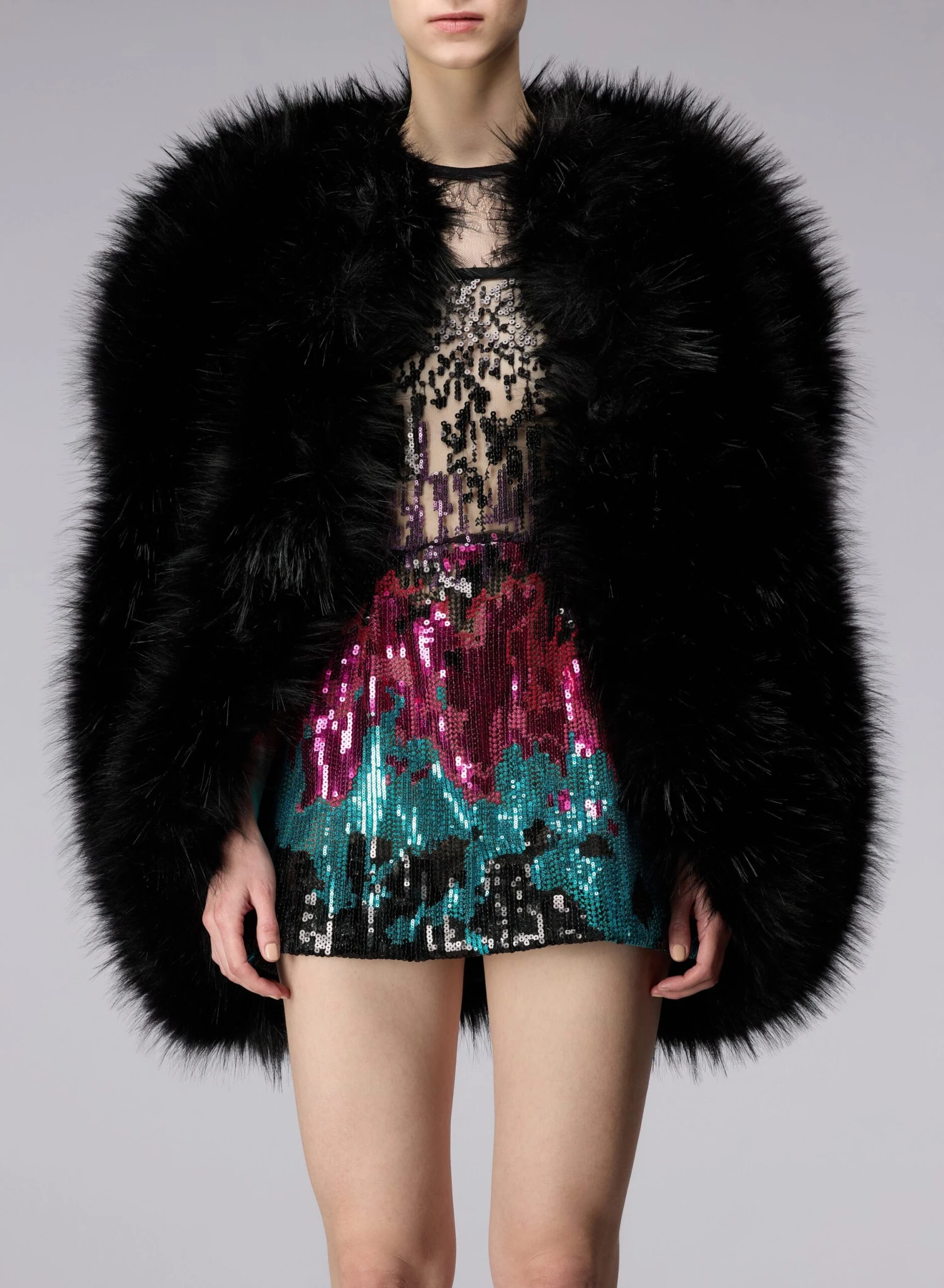 Oversized Faux-Fur Cape 1 Oversized Faux-Fur Cape