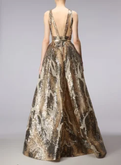 Embroidered Long Dress -ELIESAAB SHOP 15528 GOLD 20 20SILVER 20 20NUDE 3 scaled