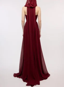 Crossover Silk Dress -ELIESAAB SHOP 15631 DEEP 20RUBY 3 scaled