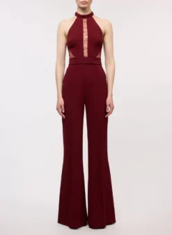Crepe And Lace Jumpsuit With Cape 9 Crepe And Lace Jumpsuit With Cape -ELIESAAB SHOP 15645 DEEP 20RUBY 4 scaled