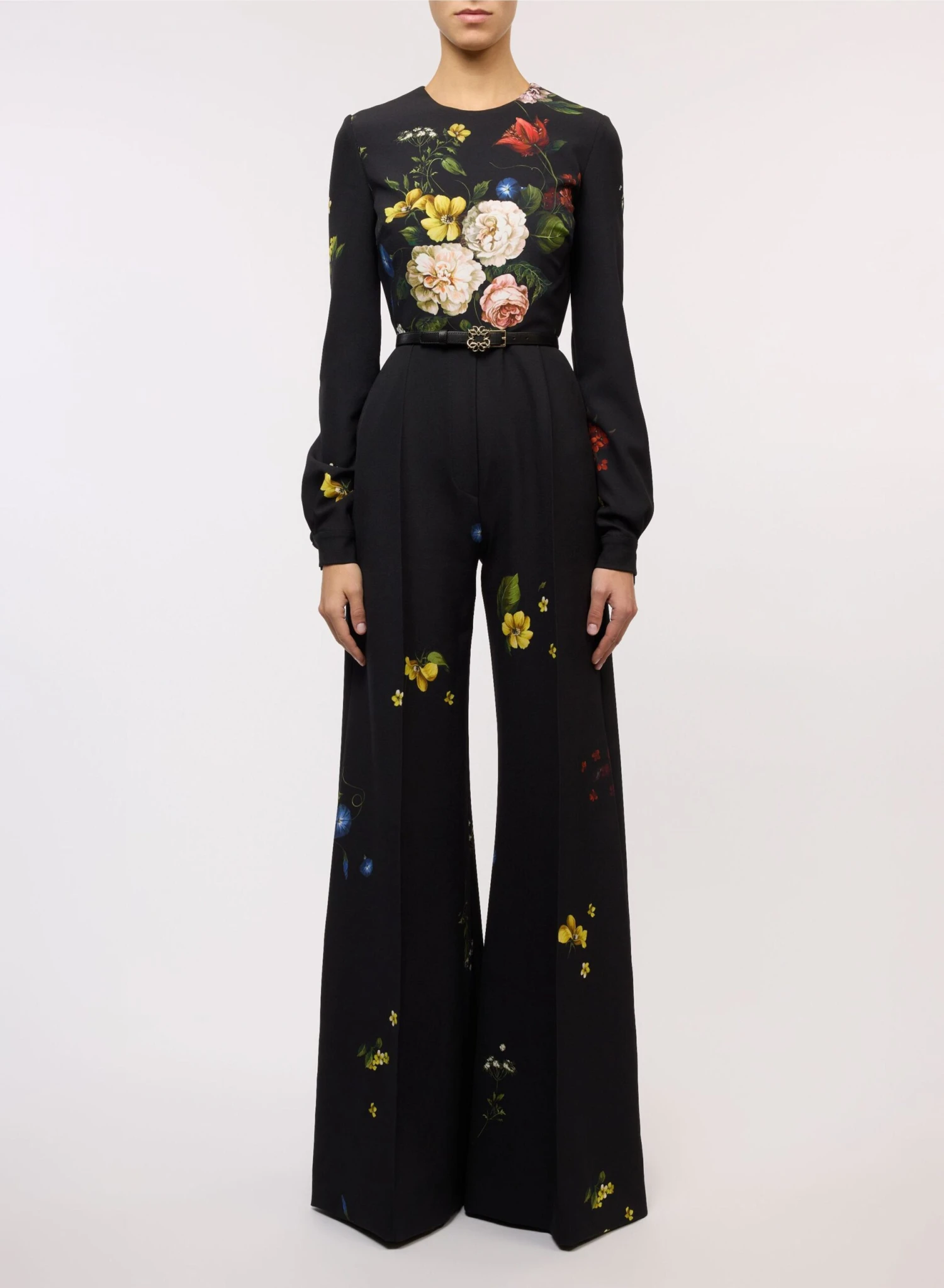 Flower Print Flared Jumpsuit 1 Flower Print Flared Jumpsuit