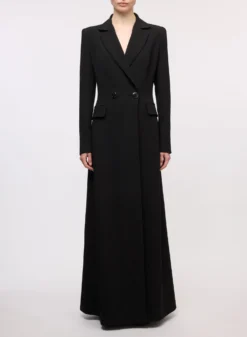 Double-Breasted Crepe Coat