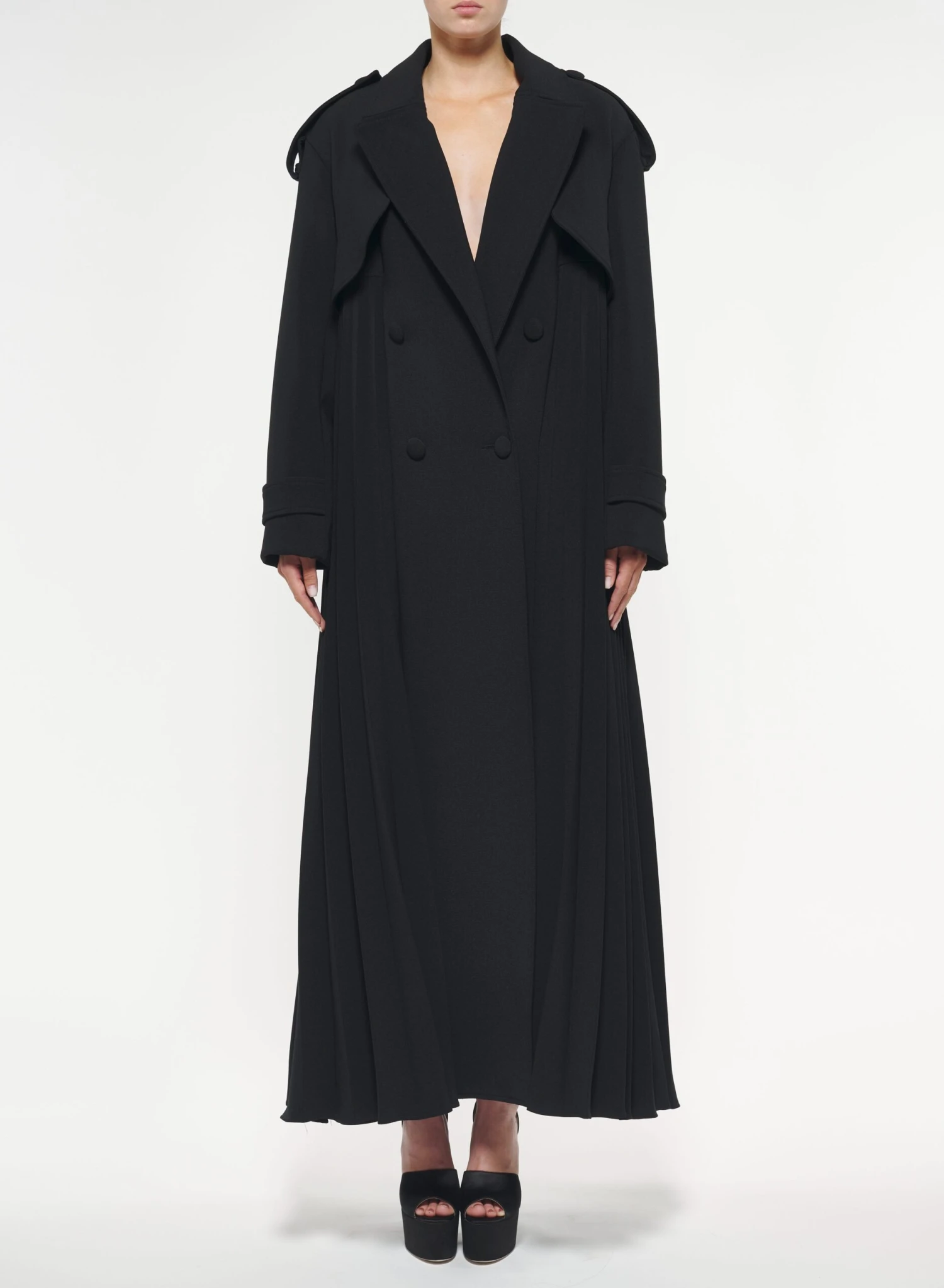 Double-Breasted Pleated Coat 2 Double-Breasted Pleated Coat - Image 2