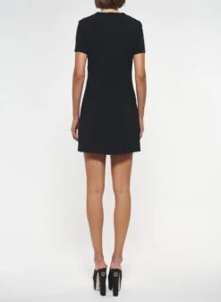 Short Dress With Crystal Monogram -ELIESAAB SHOP D0002CD001 BLACK 3