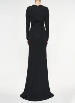 Draped Jersey Dress -ELIESAAB SHOP D0004JF001 BLACK 3 scaled