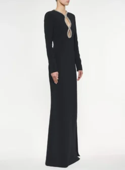 Crystal Embellished Long Dress 6 Crystal Embellished Long Dress -ELIESAAB SHOP D0009CD001 BLACK 3 scaled