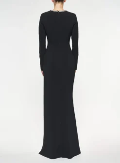 Crystal Embellished Long Dress 7 Crystal Embellished Long Dress -ELIESAAB SHOP D0009CD001 BLACK 4 scaled