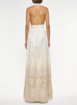 Poplin Dress With Cutwork Embroidery -ELIESAAB SHOP D0015PO001 GRADIENT 20FOG 3