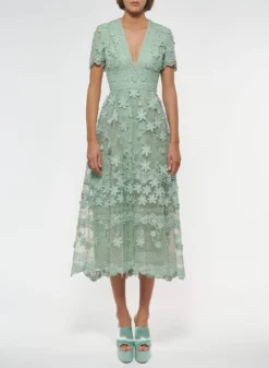 3D Floral Embroidered Midi Dress