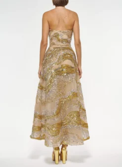 Bead Embroidered Midi Dress -ELIESAAB SHOP D0040BE002 GOLD 3 scaled