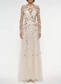 Floral Embroidered Tulle Dress