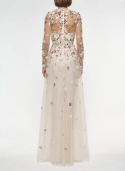 Floral Embroidered Tulle Dress 5 Floral Embroidered Tulle Dress -ELIESAAB SHOP D0056BE003 MULTICOLOR 20PASTEL 3