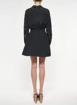 Monogram Cutwork Dress -ELIESAAB SHOP D0065COT02 BLACK 3 scaled