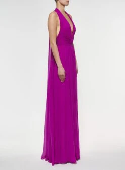 V-Neck Silk Dress 6 V-Neck Silk Dress -ELIESAAB SHOP D0080SI001 PURPLE 20CRUSH 3