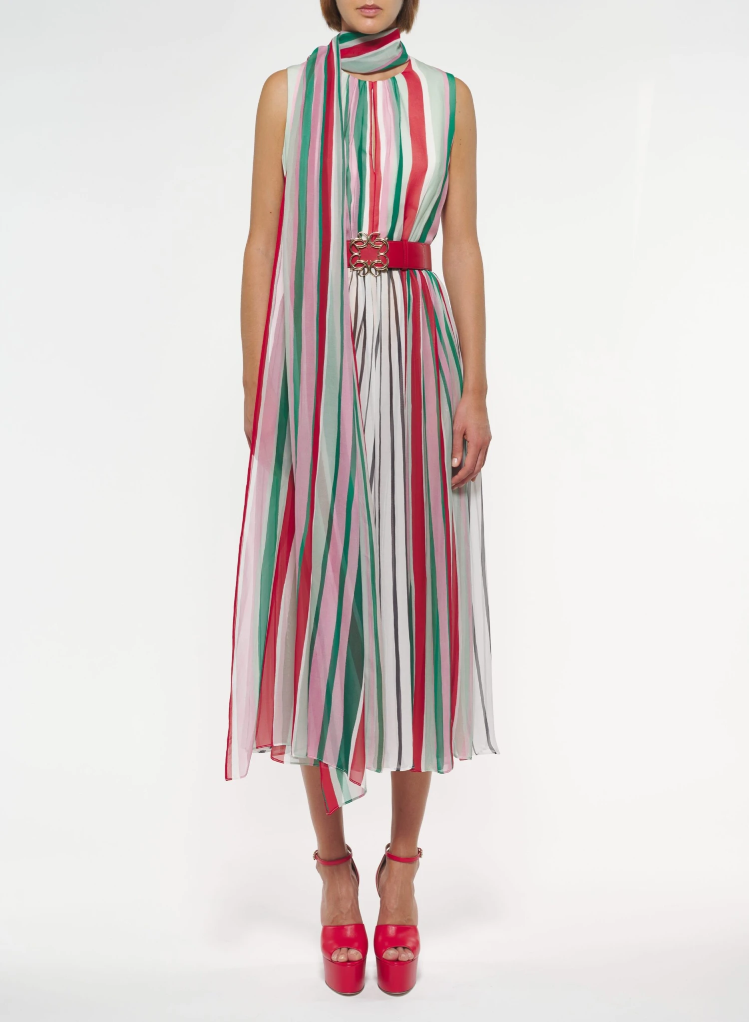 Stripes Print Silk Dress 1 Stripes Print Silk Dress