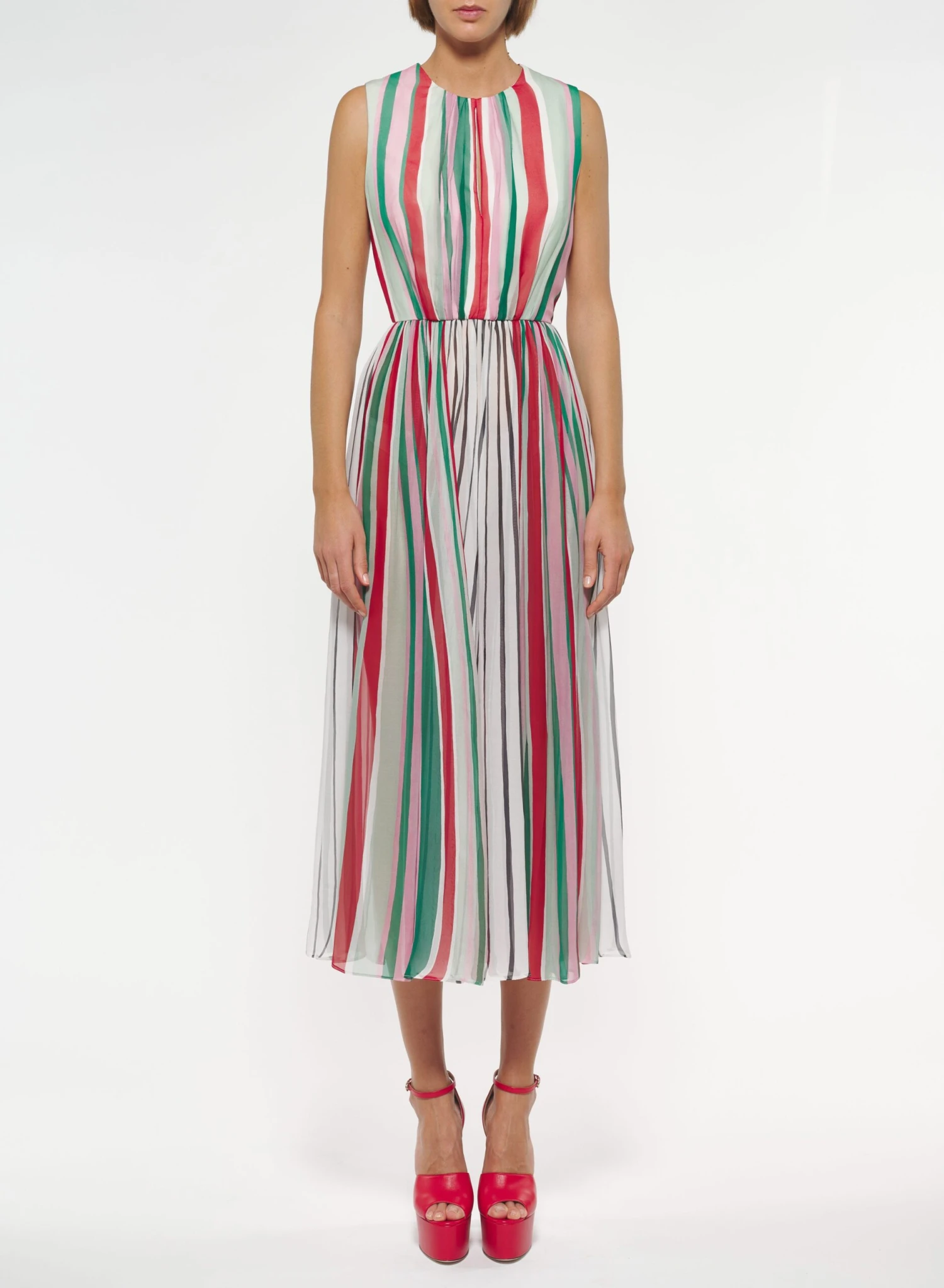 Stripes Print Silk Dress 2 Stripes Print Silk Dress - Image 2