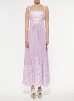 Embroidered Pinstripe Dress